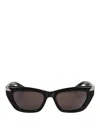 Alexander Mcqueen Silver-tipped Acetate Cat-eye Sunglasses In Black