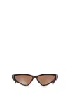 Alexander Mcqueen Havana Acetate Sunglasses With Metal Temples And T-buckle Detail In Brown
