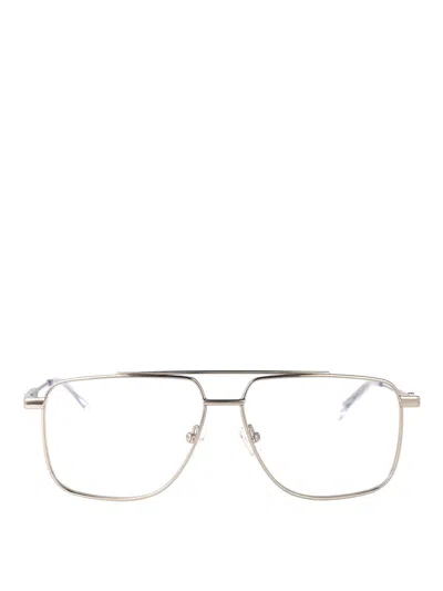 Alexander Mcqueen Silver Metal Optical Glasses In Gold