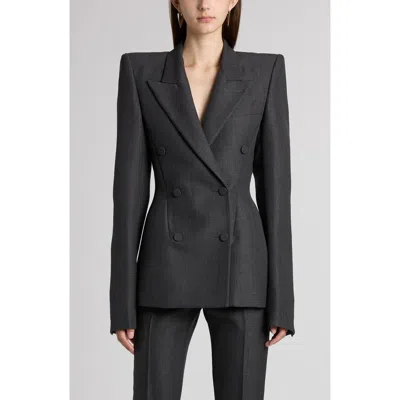 ALEXANDER MCQUEEN MCQUEEN GLEN PLAID STACKED SHOULDER WOOL & MOHAIR BLAZER