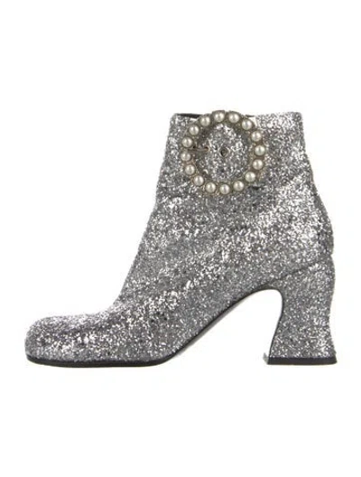 Pre-owned Alexander Mcqueen Glitter Boots In Silver