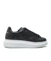 Alexander Mcqueen Oversized Embellished Leather Sneakers In Black