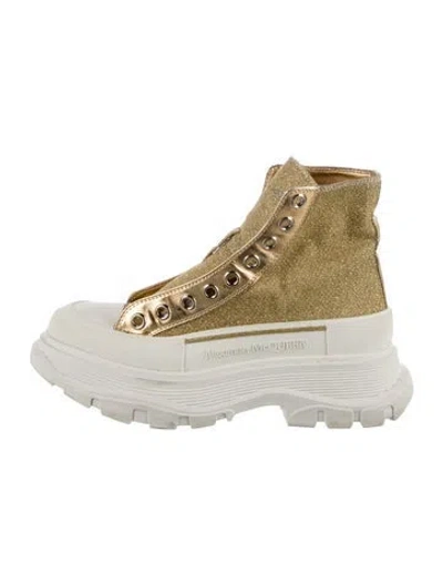 Pre-owned Alexander Mcqueen Glitter Sneakers In Gold