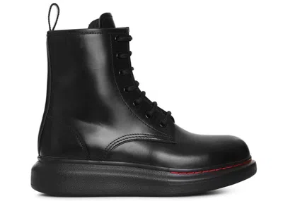 Pre-owned Alexander Mcqueen Glossedleather Platform Ankle Boot (women's) Sneakers In Black/red