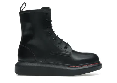 Pre-owned Alexander Mcqueen Glossedleather Platform Ankle Boot (women's) Sneakers In Black/red