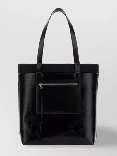 ALEXANDER MCQUEEN GLOSSY FINISH SHOPPING BAG WITH DUAL HANDLES