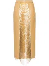 ALEXANDER MCQUEEN GOLD FRINGED PENCIL SKIRT