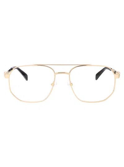 Alexander Mcqueen Gold Gold Transparent Metal Glasses In Brown