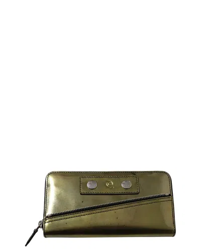 Pre-owned Alexander Mcqueen Gold Leather Zip Long Wallet (authentic Pre-loved) In Green
