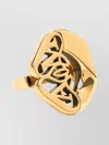 Alexander Mcqueen Gold Seal Logo Band Ring