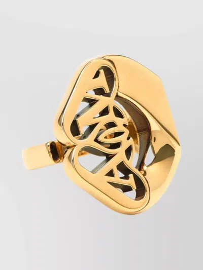 Alexander Mcqueen Gold Seal Logo Band Ring
