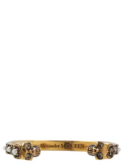 Alexander Mcqueen Gold Thin Skull Bracelet