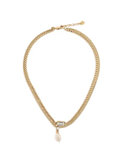 Alexander Mcqueen Gold Tone Chain Drop Pendant Necklace