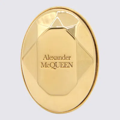 Alexander Mcqueen Gold-tone Metal Logo Ring In Golden