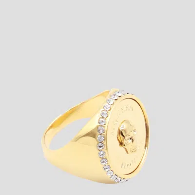 Alexander Mcqueen Gold Tone Metal Ring In Golden