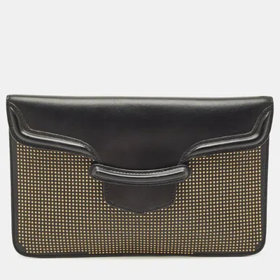 Pre-owned Alexander Mcqueen Gold/black Leather Studded Heroine Flat Pouch