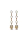 Alexander Mcqueen Skull And Pearl Earrings In Pale Gold Accessories In Multi