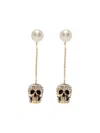 Alexander Mcqueen Golden Skull Pave Earrings In Golden
