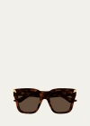 ALEXANDER MCQUEEN GOLDEN-TIPPED RECYCLED ACETATE SQUARE SUNGLASSES