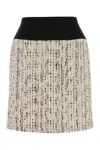 Alexander Mcqueen Textured Tweed Skirt With Contrasting Waistband