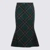 Alexander Mcqueen Wool Tartan Flared Skirt With Belt Loops In Green