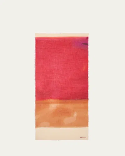 Alexander Mcqueen Gradient Cashmere Stole In Ochre/red