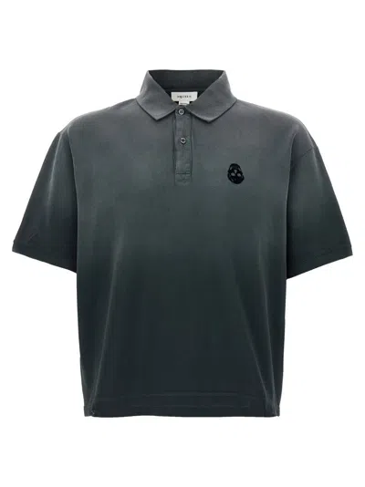 Alexander Mcqueen Faded Effect Black Polo Shirt In Cotton In Gray