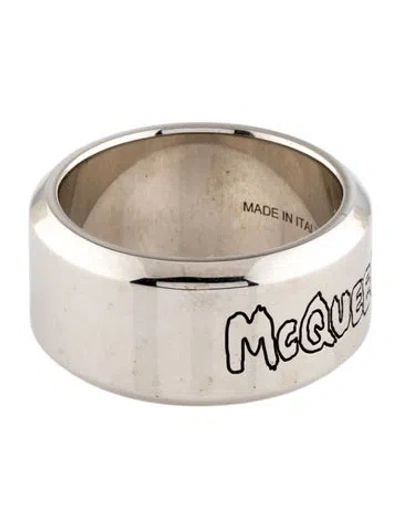 Pre-owned Alexander Mcqueen Graffiti Band Ring In Multi