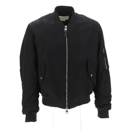Alexander Mcqueen Logo-print Bomber Jacket In Black
