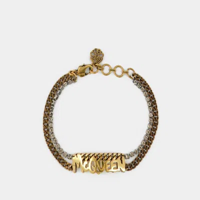 Alexander Mcqueen Graffiti Bracelet -  - Antic Gold - Metal In Pink