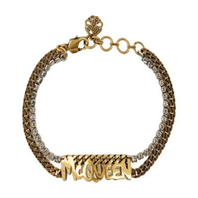Alexander Mcqueen Graffiti Bracelet In Gold