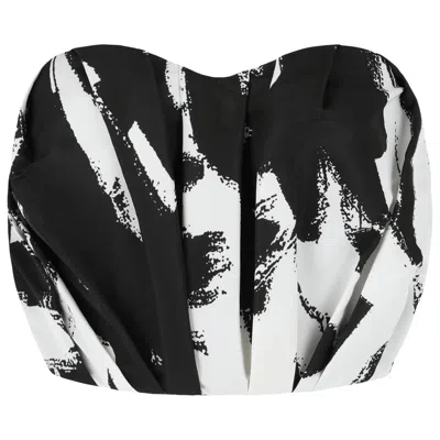 Pre-owned Alexander Mcqueen Graffiti Bustier Top 'black/white' | Women's Size 42