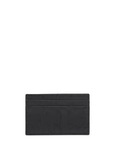 Alexander Mcqueen Graffiti Card Holder In Black