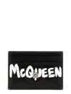 Alexander Mcqueen Quilted Leather Card Holder With Printed Logo In Multicolor