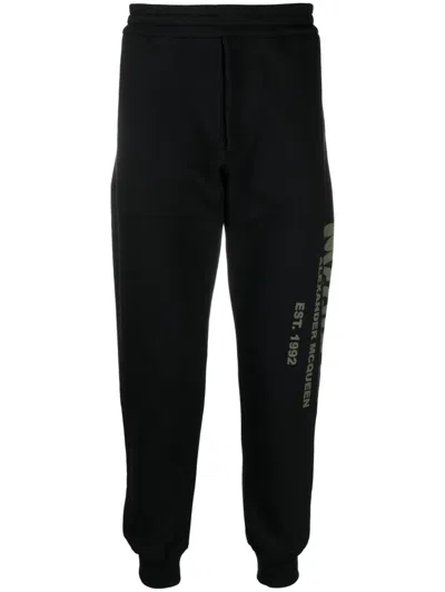 Alexander Mcqueen Logo-print Cotton Track Pants In Black
