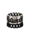 Alexander Mcqueen Graffiti Curb Chain Ring In Black