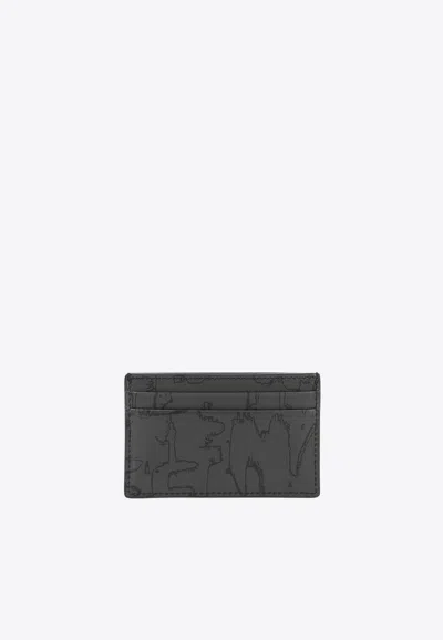Alexander Mcqueen Graffiti Leather Wallet In Black