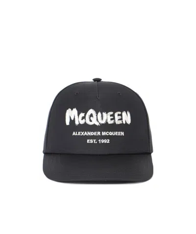 Alexander Mcqueen Graffiti Logo Baseball Cap In Black
