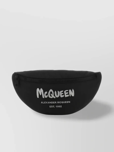 Alexander Mcqueen Graffiti Logo Belt Bag In Black