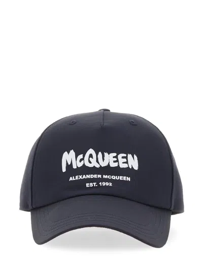 Alexander Mcqueen Graffiti Logo Hat In Blue