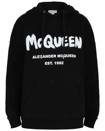 Alexander Mcqueen Graffiti Logo Hoodie In Black