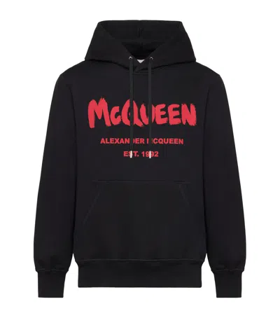 Alexander Mcqueen Graffiti Hoodie In Blacklustred