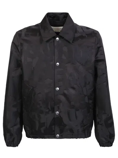 Alexander Mcqueen Graffiti Logo Jacket In Black