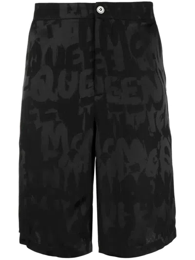 ALEXANDER MCQUEEN GRAFFITI LOGO-JACQUARD SHORTS