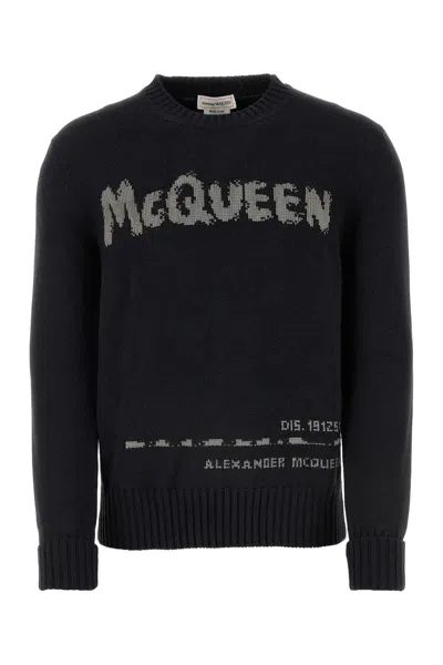 Alexander Mcqueen Graffiti Logo Jumper-m Nd  Male In Black