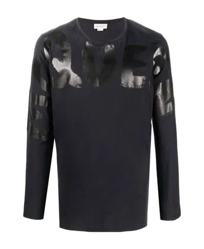 Alexander Mcqueen Graffiti-logo Long-sleeved T-shirt In Black