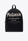 Alexander Mcqueen Black Graffiti Metropolitan Printed Backpack In Black