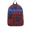 Alexander Mcqueen Men's Abstract Printed Raffia Backpack In Blue