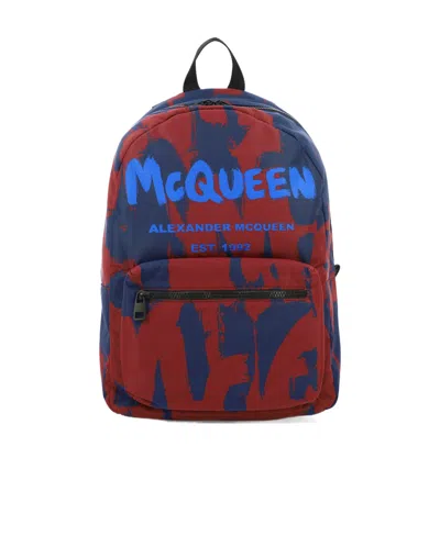 Alexander Mcqueen Men's Abstract Printed Raffia Backpack In Multi