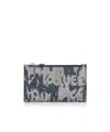 Alexander Mcqueen Graffiti Logo-print Leather Card Holder In Gray